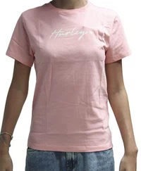 Camiseta Feminina Hurley Silk Line Manga Curta Estampada - Rosa