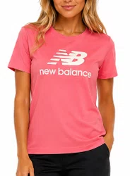 Camiseta Feminina New Balance Essentials Manga Curta Estampada - Rosa