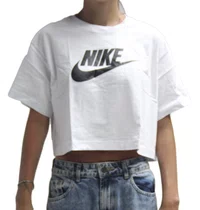 Camiseta Feminina Nike NSW Manga Curta Estampada - Branco