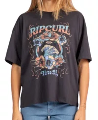 Camiseta Feminina Rip Curl Pacific Coast Manga Curta Estampada - Preto Estonado