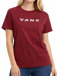 Camiseta Feminina Vans Retro Manga Curta Estampada - Vinho