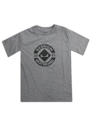 Camiseta Infantil Session Skate 2003 Manga Curta Estampada - Cinza/Mescla