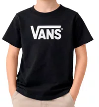 Camiseta Infantil Vans Stretch Logo SS Manga Curta Estampada - Preto