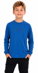 Camiseta Juvenil Freesurf Manga Longa Estampada - Azul
