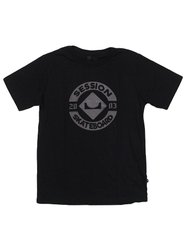 Camiseta Juvenil Session Logo Skate Manga Curta Estampada - Preto
