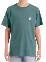 Camiseta Juvenil Volcom Silk MC Iconic Manga Curta Estampada - Cinza