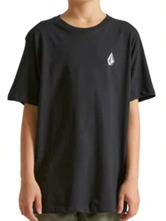 Camiseta Juvenil Volcom Silk MC Iconic Manga Curta Estampada - Preto