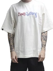 Camiseta Masculina Baw Oversized Connect Manga Curta Estampada - Off White