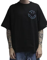 Camiseta Masculina Baw Oversized Iron Baw X Smilley Manga Curta Estampada - Preto
