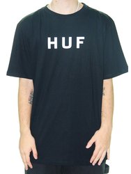 Camiseta Masculina Big Huf Essentials OG Logo Manga Curta Estampada - Preto