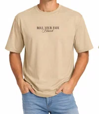 Camiseta Masculina Blunt Over Luck Manga Curta Estampada - Kakhi