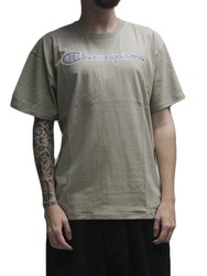 Camiseta Masculina Champion Lev Script Manga Curta Estampada - Kakhi