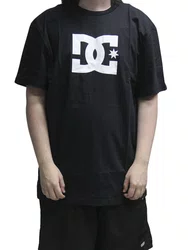 Camiseta Masculina DC Star Plus Size Manga Curta Estampada - Preto