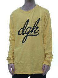 Camiseta Masculina DGK Script Manga Longa - Amarelo