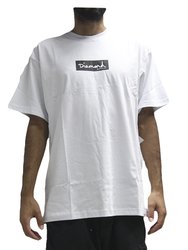 Camiseta Masculina Diamond Box Logo Manga Curta Estampada - Branco
