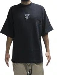Camiseta Masculina Diamond Brilliant Oversized Manga Curta Estampada - Preto