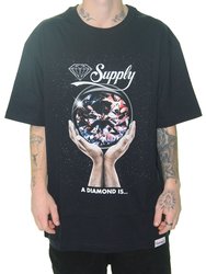 Camiseta Masculina Diamond Crystal Ball Manga Curta Estampada - Preto