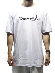 Camiseta Masculina Diamond Og Script Manga Curta Estampada - Branco