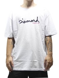 Camiseta Masculina Diamond Og Script Manga Curta Estampada - Branco