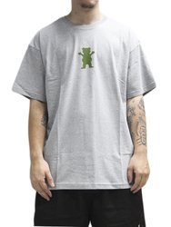 Camiseta Masculina Grizzly Back Script Manga Curta Estampada - Cinza Mesclado