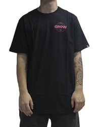 Camiseta Masculina Grow Leave & Trace Manga Curta Estampada - Preto
