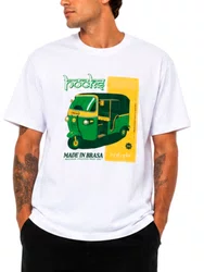 Camiseta Masculina Hocks Malha Over Manga Curta Estampada - Branco