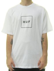 Camiseta Masculina HUF Essentials Box Logo Manga Curta Estampada - Branco