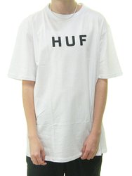 Camiseta Masculina HUF Essentials OG Logo Manga Curta Estampada - Branco