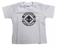 Camiseta Masculina Infantil Session Logo Skate 2003 Manga Curta Estampada - Branco