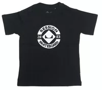 Camiseta Masculina Infantil Session Logo Skate 2003 Manga Curta Estampada - Preto