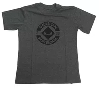Camiseta Masculina Juvenil Session Logo Skate 2003 Manga Curta Estampada - Chumbo