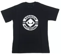 Camiseta Masculina Juvenil Session Logo Skate 2003 Manga Curta Estampada - Preto