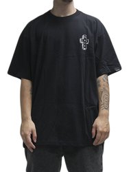 Camiseta Masculina Lay Back Oversized Flash Manga Curta Estampada - Preto