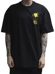 Camiseta Masculina Lost Box Fit Bob Esponja Puff Manga Curta Estampada - Preto