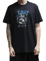 Camiseta Masculina Lost Saturn Eye Manga Curta Estampada - Preto