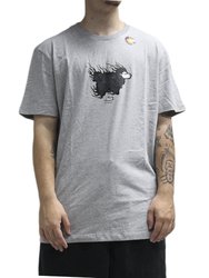 Camiseta Masculina Lost Sheep Of Fire Manga Curta Estampada - Cinza/Mescla