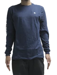 Camiseta Masculina LRG 20 Stacked Manga Longa Estampada - Marinho