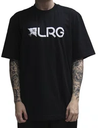 Camiseta Masculina LRG Effective Over Knit Manga Curta Estampada - Preto