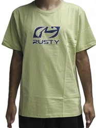 Camiseta Masculina Manga Curta Estampada Rusty Tunrning - Verde Claro