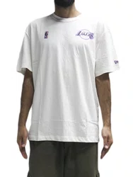 Camiseta Masculina New Era Action Sunset Lakers Manga Curta Estampada - Off White