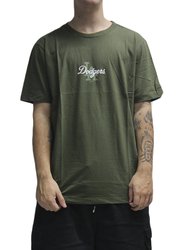 Camiseta Masculina New Era Bob Los Angeles Dodgers Manga Curta Estampada - Verde Escuro