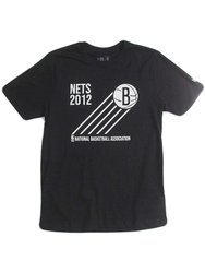Camiseta Masculina New Era Nets Manga Curta Estampada - Preto
