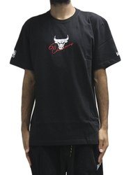 Camiseta Masculina New Era Chicago Bulls Manga Curta Estampada - Preto
