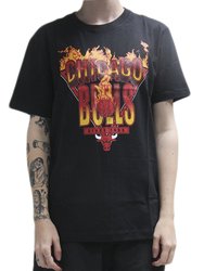 Camiseta Masculina New Era Core Chicago Bulls Manga Curta Estampada - Preto