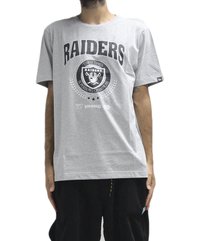 Camiseta Masculina New Era Los Angeles Raiders Manga Curta Estampada - Cinza Mesclado
