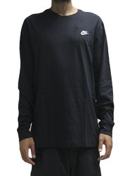 Camiseta Masculina Nike Club Manga Longa Estampada - Preto