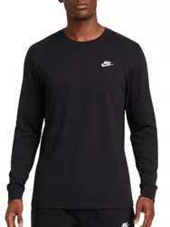 Camiseta Masculina Nike Club Manga Longa Estampada - Preto