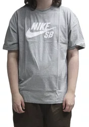 Camiseta Masculina Nike Sb Logo Manga Curta Estampada - Cinza Mesclado