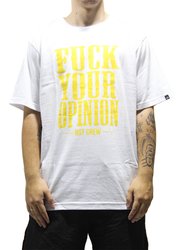 Camiseta Masculina Nugget FVCK YOUR OP Manga Curta Estampada - Branco