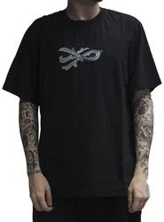 Camiseta Masculina Öus Fili Manga Curta Estampada - Preto